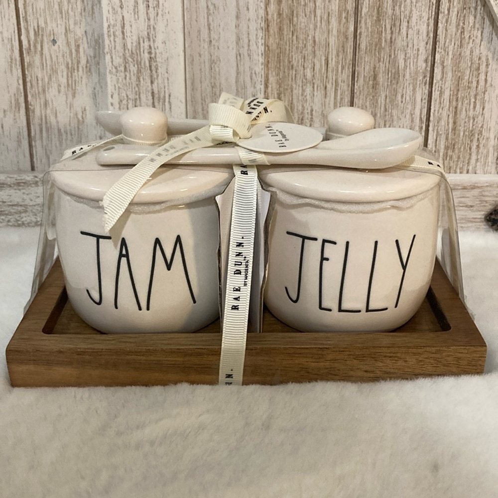 Rae Dunn Jam & Jelly Containers with Lids & Spoons